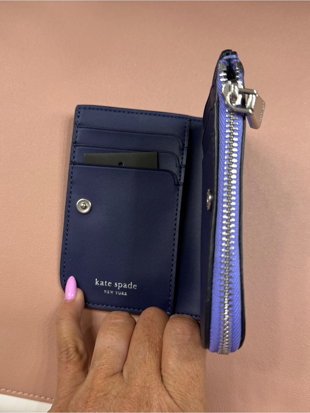 kate spade blue zip-around leather wallet - Picture 3 of 5